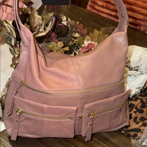 Elegant Mauve Leather Hobo Bag